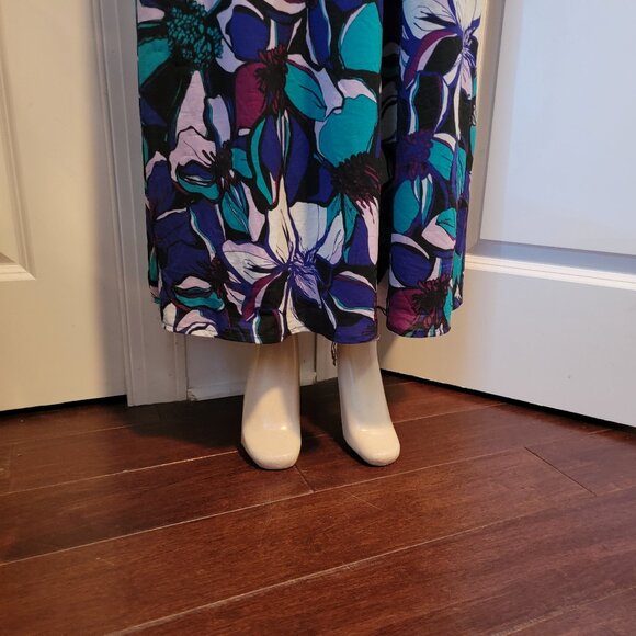 Elle Women's Blue Floral Polyester Scoop Neck Sleeveless Long Maxi - Picture 9 of 16